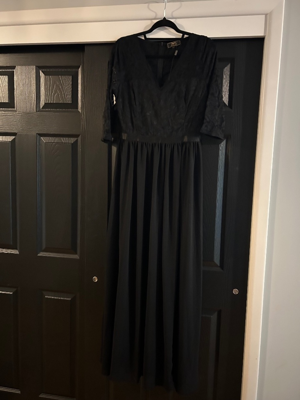 MISSMAY Black Floral Lace Floor-Length Dress